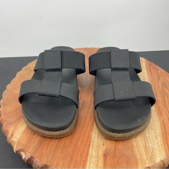 Melissa Women's Way Slides Beach in Black rubber t strap Size 7 - Picture 2 of 7